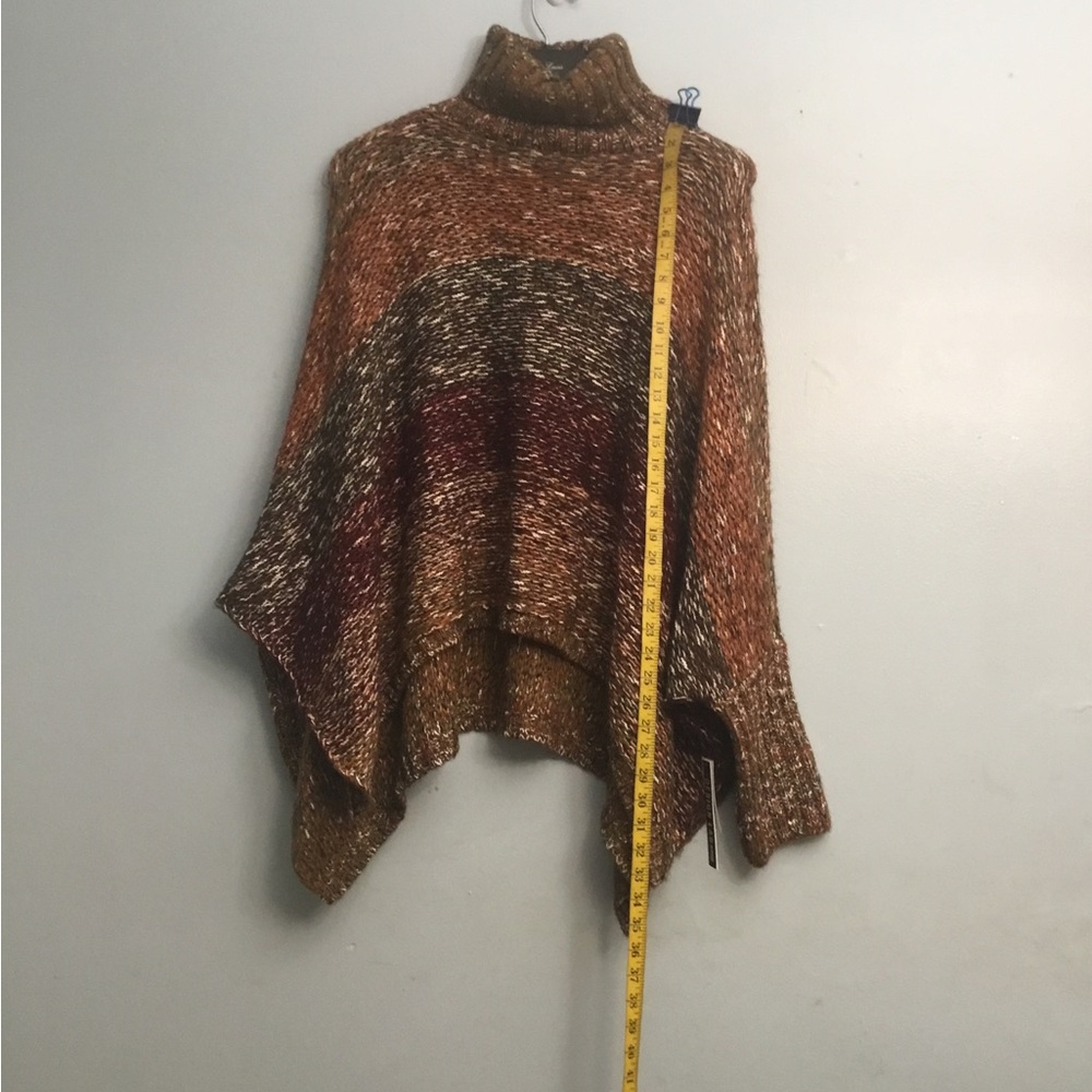 DESIGN LAB Cream and Brown Cowl Neck Sweater with Fuzzy Texture - Picture 1 of 12